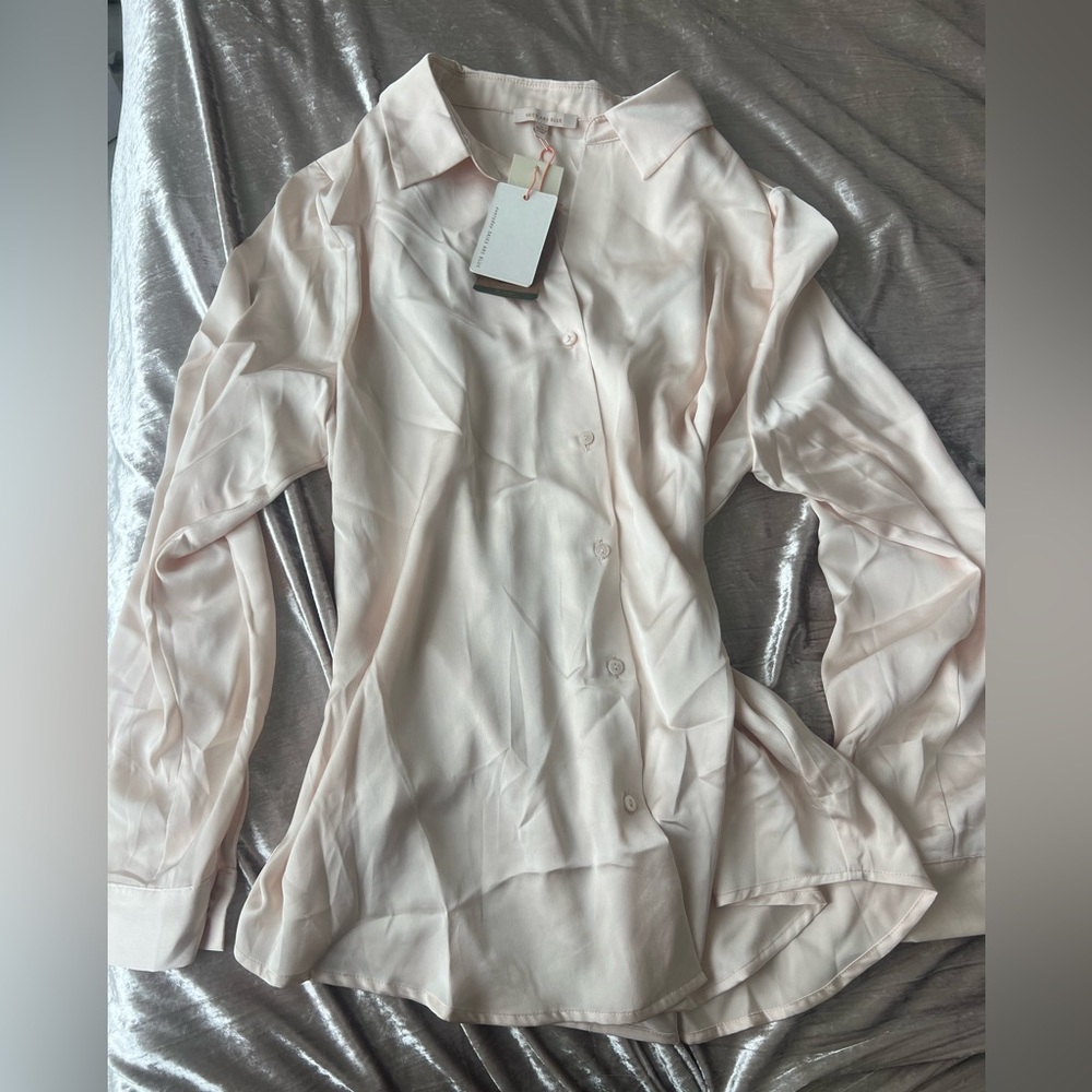 Cream Satin Button Down from Vici